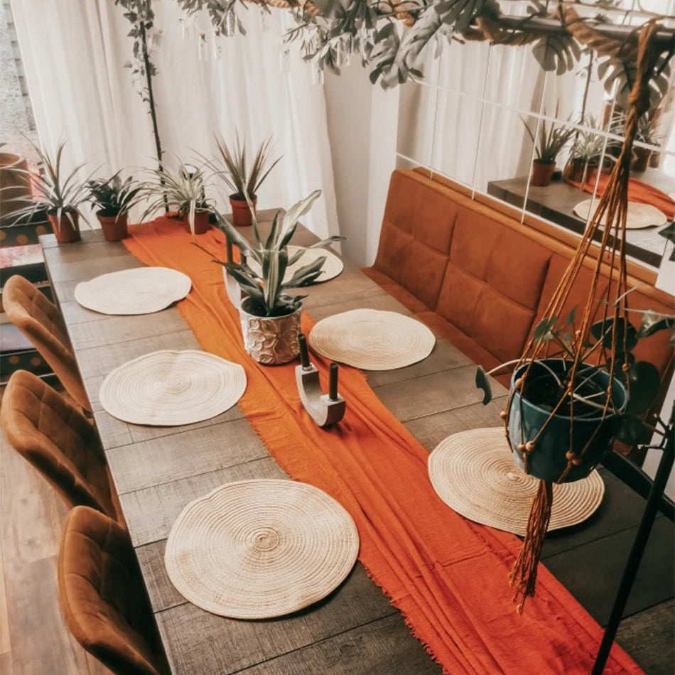 ROSAVEN - Textured Cotton Gauze Table Runner for Romantic Tables