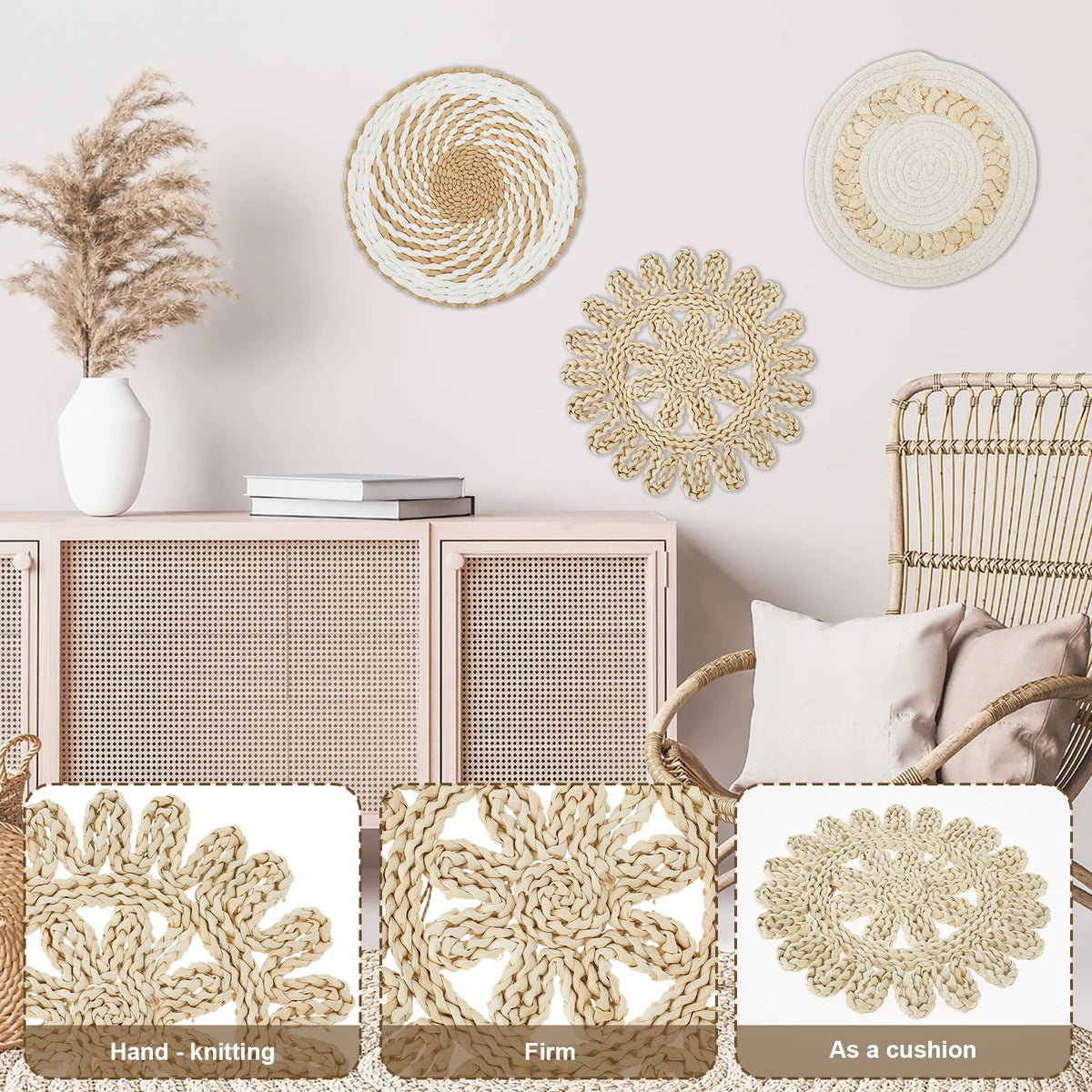 WEVORA - 11-Piece Woven Wall Basket Set for a Natural Focal Point