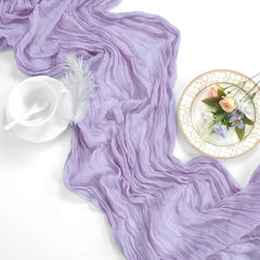 LILAVIA - Lilac Gauze Table Runner for Soft Bohemian Tablescapes
