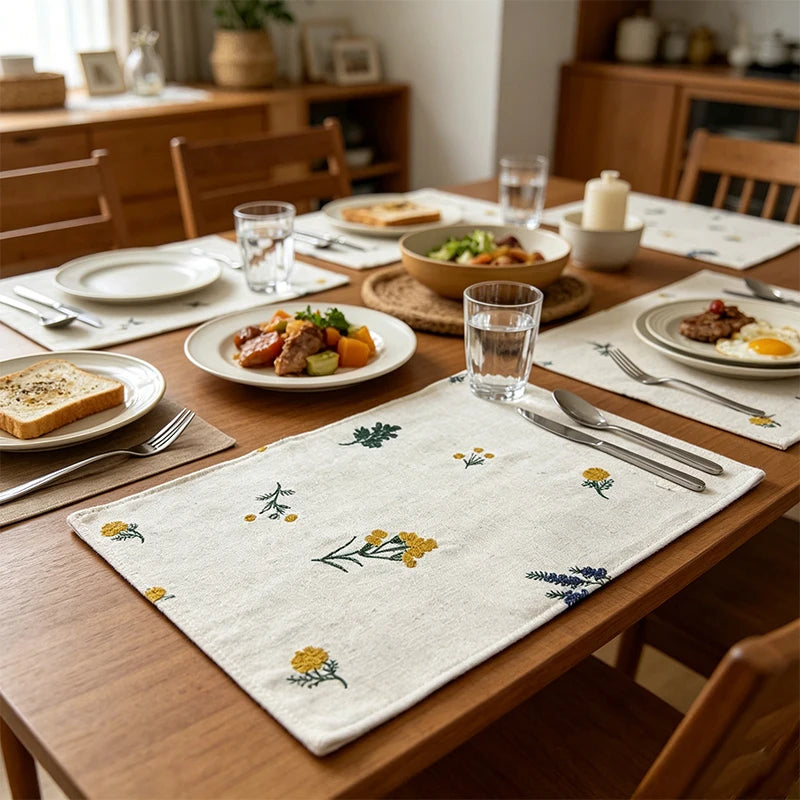 LUMEVRA - Embroidered Cloth Napkins for Artful Table Settings