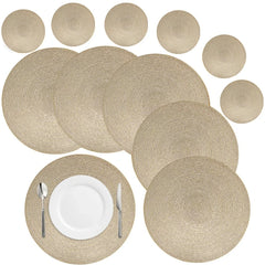 WEVLYRA - Braided Placemat and Coaster Set for Table Protection