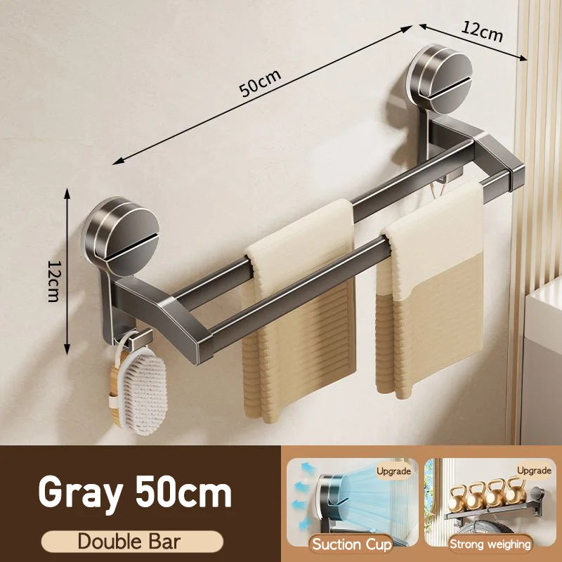 SUCVORA - Dual-Bar Suction Towel Rack for Drill-Free Storage