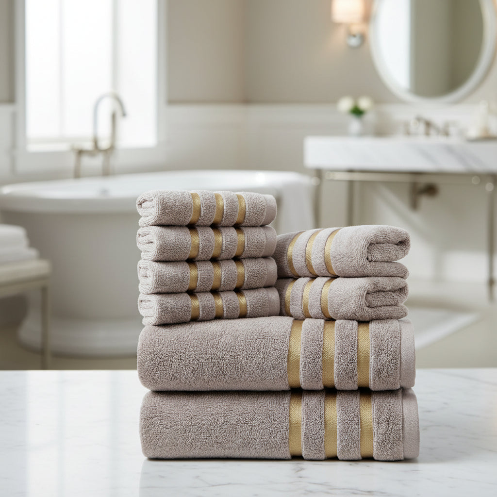 LUXEBLISS - 8-Piece Cotton Towel Set for Soft, Quick-Drying Comfort