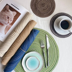 WOVELIA - Round Woven Placemat for Artistic Heat Protection