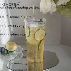 RILVENA - Striped Glass Tumbler for Distinctive Everyday Sipping