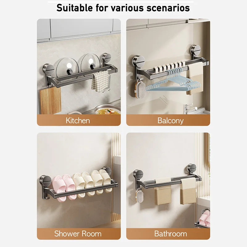 SUCVORA - Dual-Bar Suction Towel Rack for Drill-Free Storage