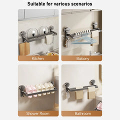 SUCVORA - Dual-Bar Suction Towel Rack for Drill-Free Storage