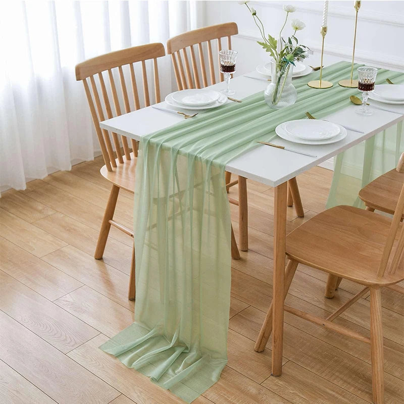 LUMEVRA - Sheer Chiffon Table Runner for Artful Event Draping