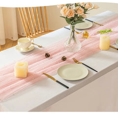 VEILORA - Pearl Gauze Table Runner for Romantic Table Styling