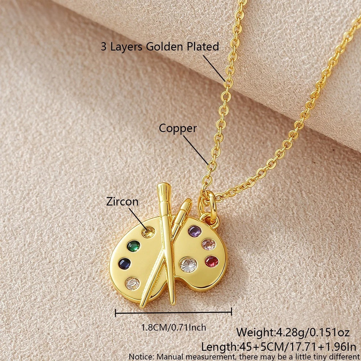 ZIRALUNE - Artist Palette Necklace for Creative Self-Expression