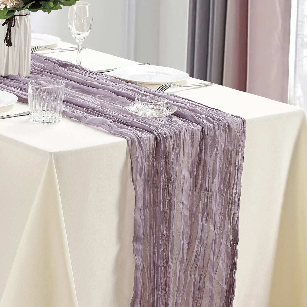 DRAPELLE - Gauze Table Runner for Softly Textured Tablescapes