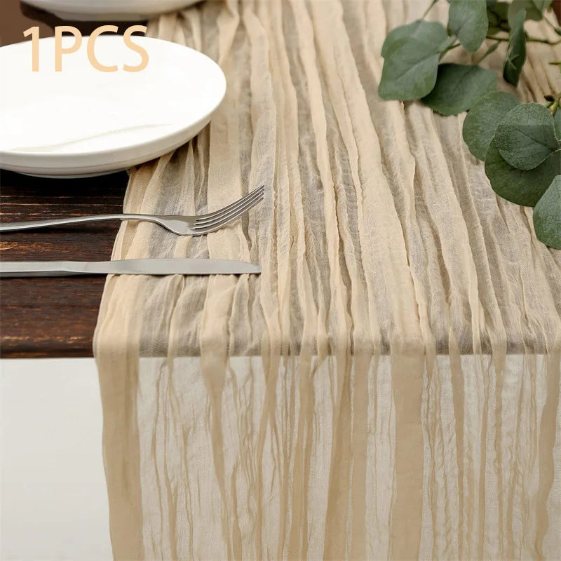 DRAPELIS - Semi-Sheer Gauze Table Runner for Artful Tablescapes