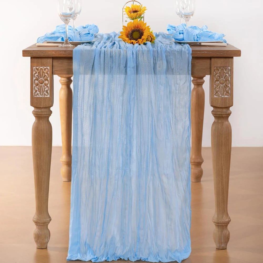LILAVIA - Lilac Gauze Table Runner for Soft Bohemian Tablescapes