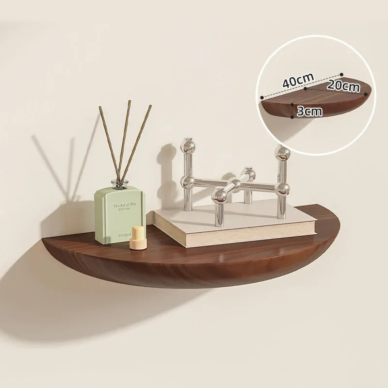 CIRVAYA - Solid Wood Semicircle Shelf for Artful Wall Storage