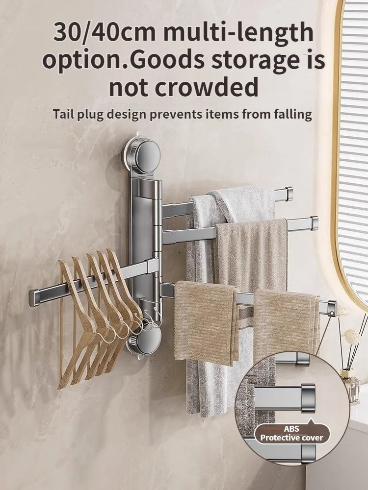 ROTAVRA - Folding Suction Towel Rack for Drill-Free Storage