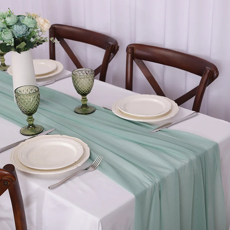 LUMEVRA - Sheer Chiffon Table Runner for Artful Event Draping