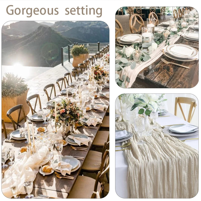 DRAPELIS - Semi-Sheer Gauze Table Runner for Artful Tablescapes