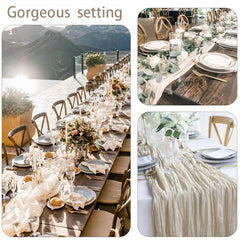 DRAPELIS - Semi-Sheer Gauze Table Runner for Artful Tablescapes