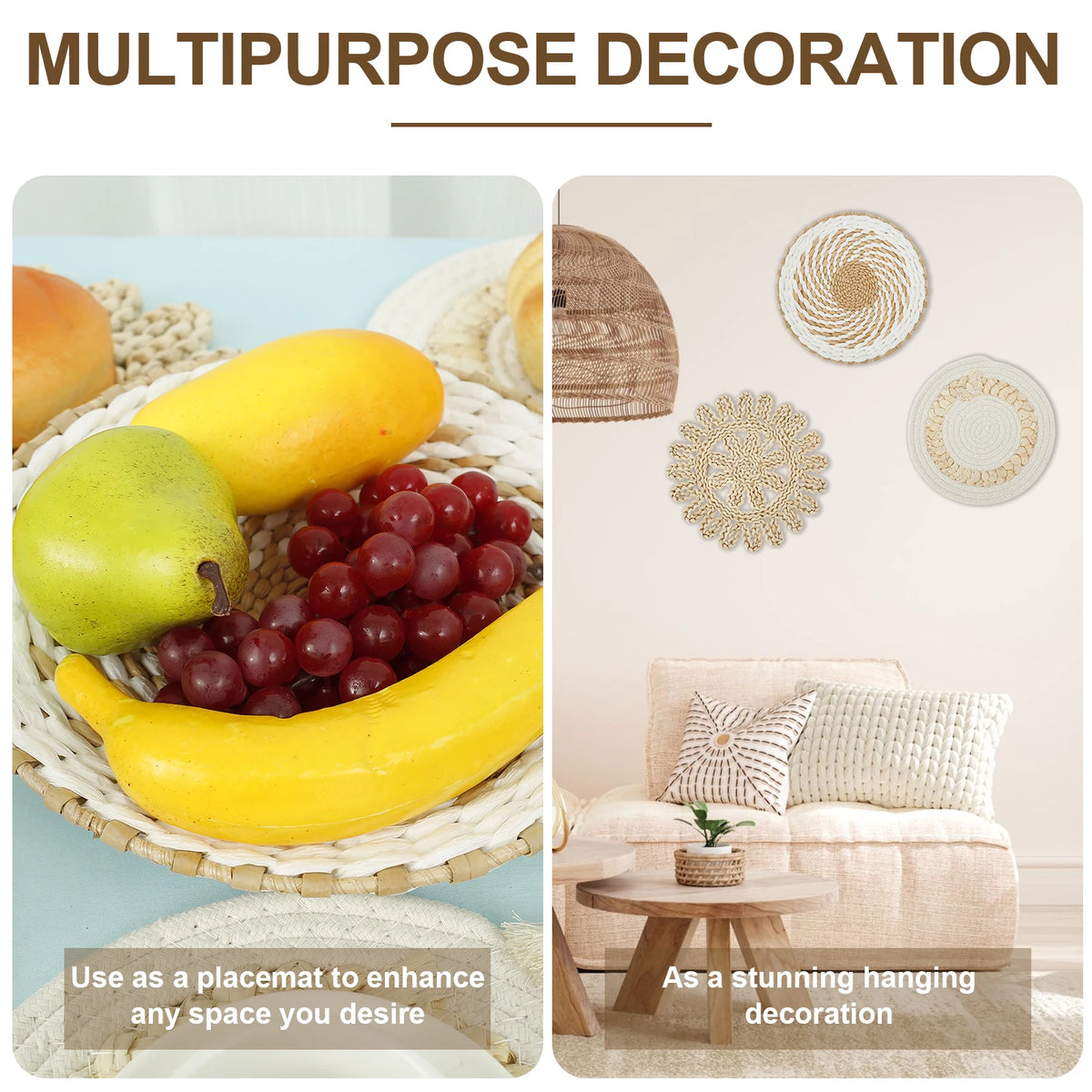 WEVORA - 11-Piece Woven Wall Basket Set for a Natural Focal Point