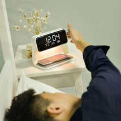 NOCYLUM - Space-Saving Bedside Lamp, Alarm Clock And Wireless Charger