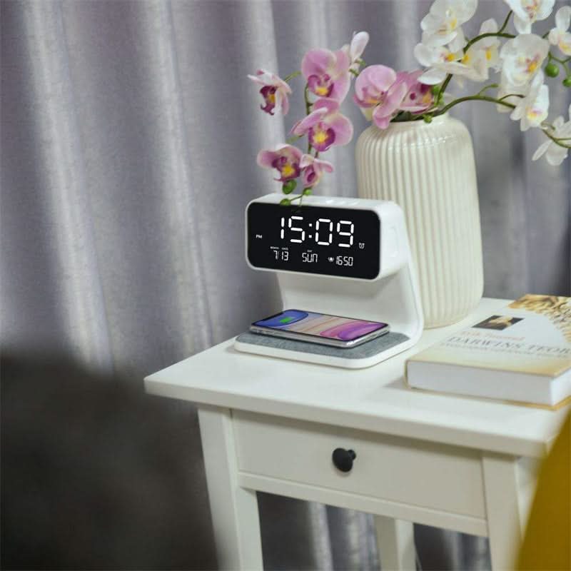 NOCYLUM - Space-Saving Bedside Lamp, Alarm Clock And Wireless Charger
