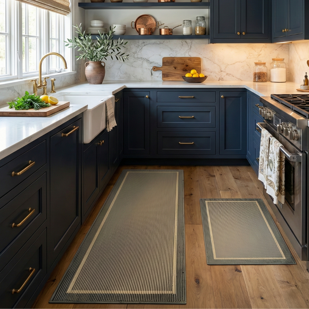 MATIVRA - Washable Non-Slip Kitchen Mat Set for Safer Footing
