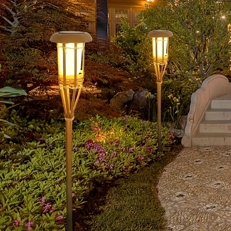 FLAMEGLOW - Solar Bamboo Flame Lights for Warm Outdoor Ambiance