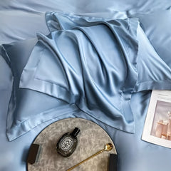 GLOSSIVA - Silk-Blend Pillowcase Pair for Artful Seating Accents