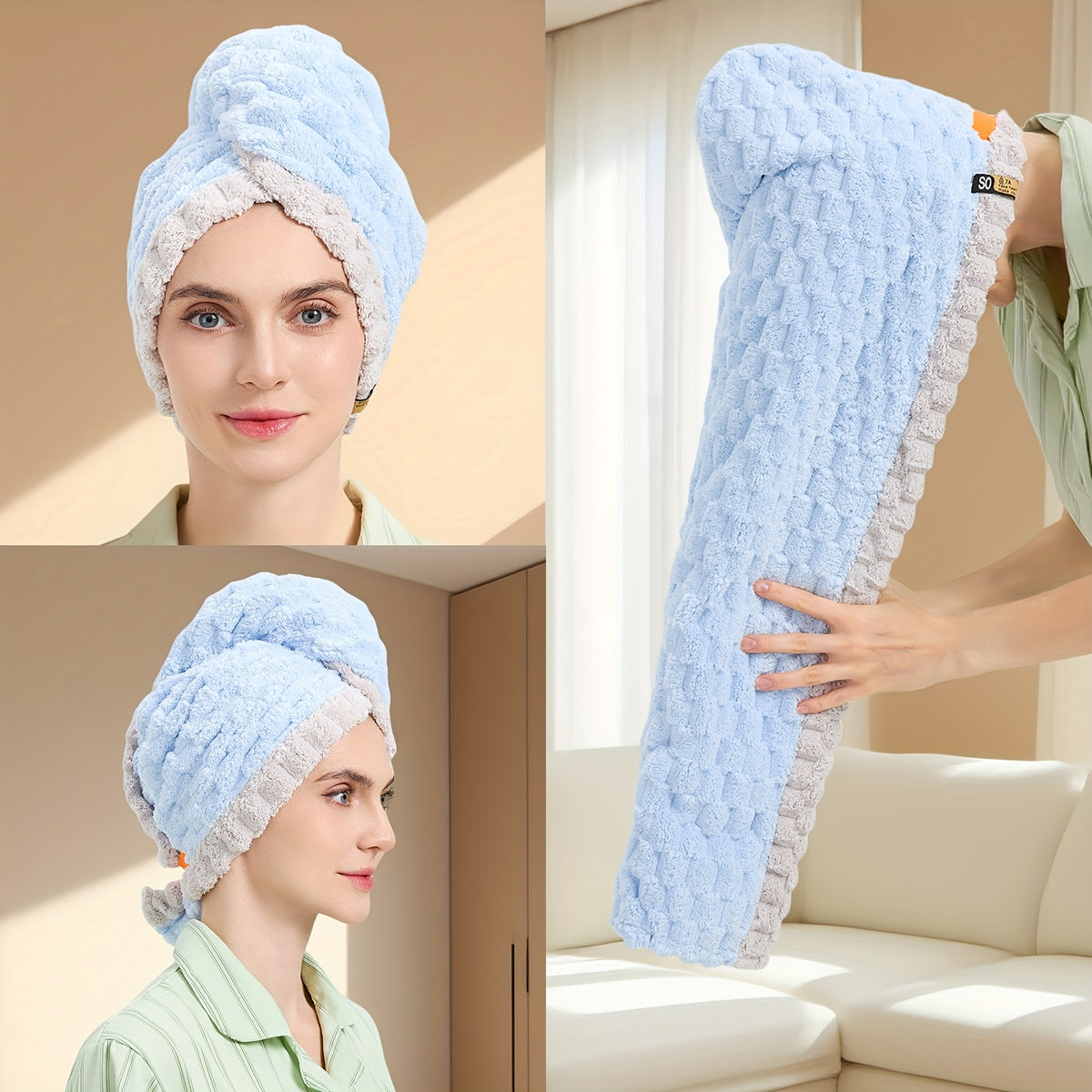 TRESSIVA - Oversized Microfiber Hair Towel for Faster Drying