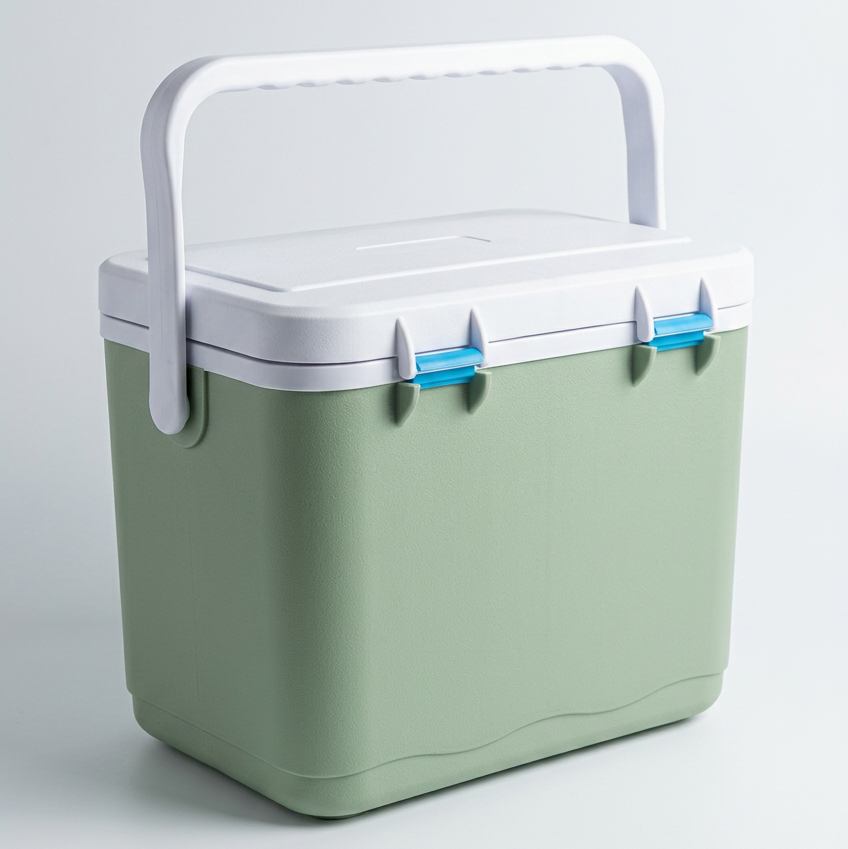 Green cooler, studio background