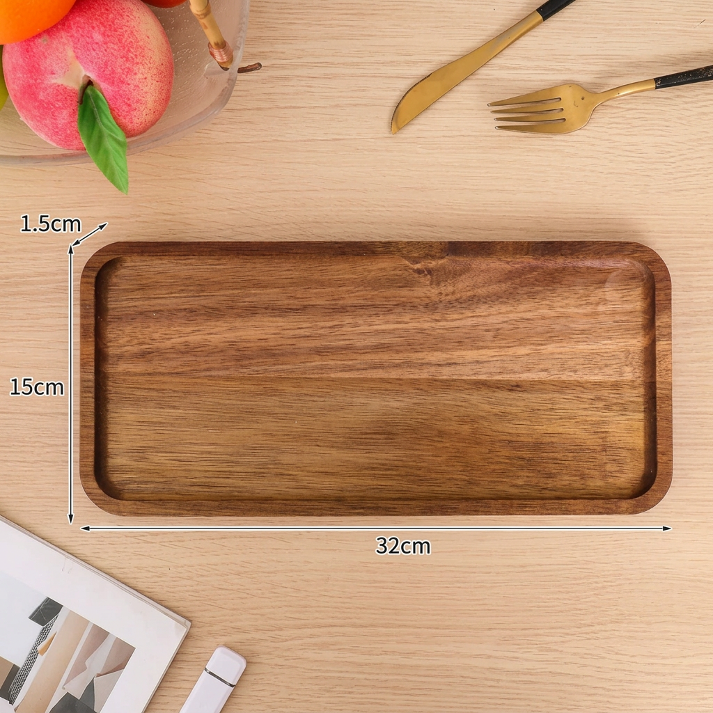 ACAVORA - Acacia Wood Serving Tray for Elegant Table Displays