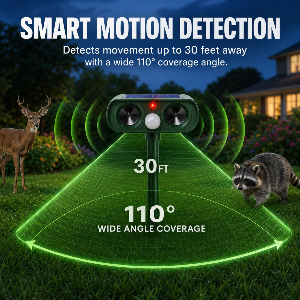 PESTWARD - Solar Motion Animal Repeller for Humane Garden Protection