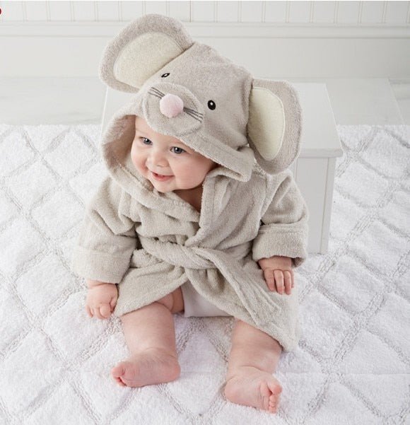 SNUGLIO - Cotton Animal Hooded Baby Robe for Cozy Drying