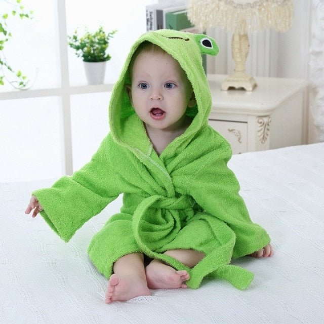 SNUGLIO - Cotton Animal Hooded Baby Robe for Cozy Drying