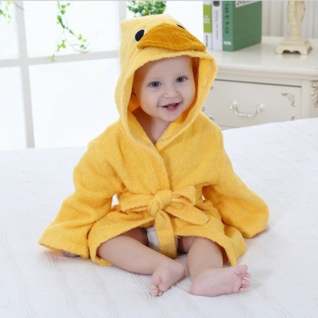 SNUGLIO - Cotton Animal Hooded Baby Robe for Cozy Drying