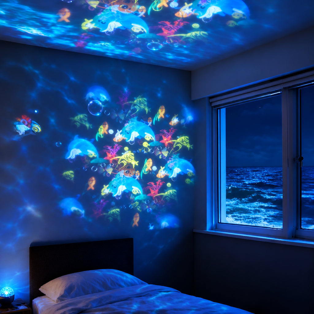 TIDELYN - Rotating LED Projector for Calming Ocean Ambience