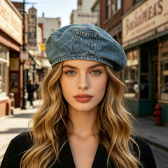 DENMORA - Vintage Denim Beret for Comfortable Artistic Style