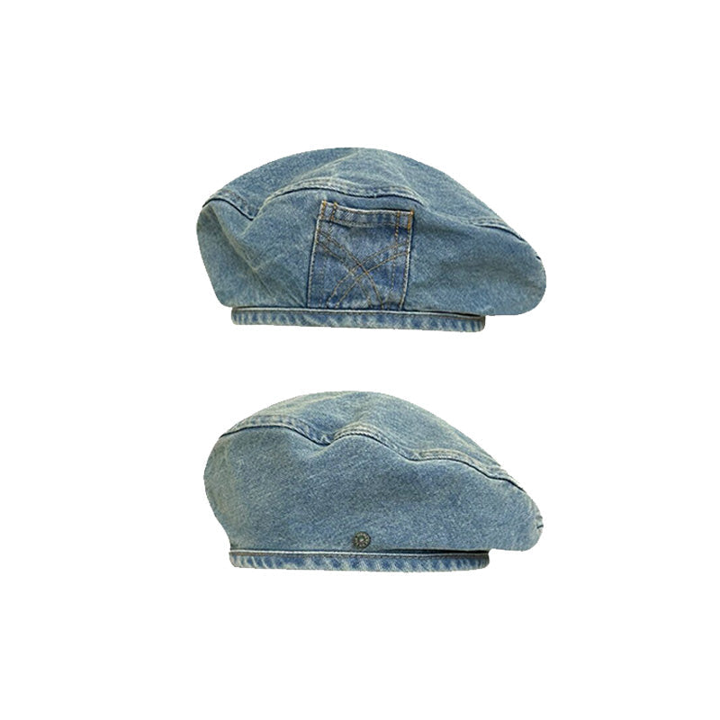 DENMORA - Vintage Denim Beret for Comfortable Artistic Style