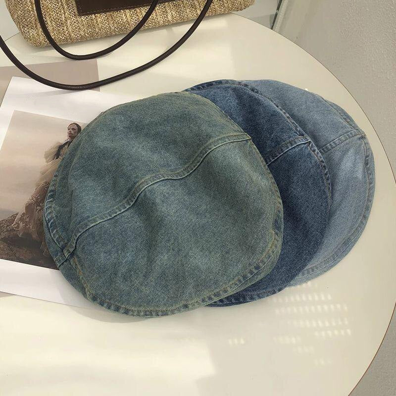 DENMORA - Vintage Denim Beret for Comfortable Artistic Style