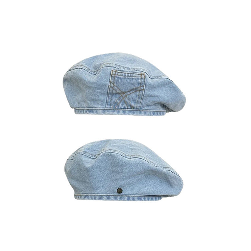 DENMORA - Vintage Denim Beret for Comfortable Artistic Style