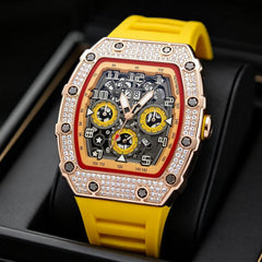 ORVYLEX - Rhinestone Tonneau Watch for Distinctive Men's Style