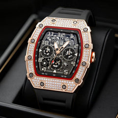 ORVYLEX - Rhinestone Tonneau Watch for Distinctive Men's Style