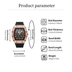 ORVYLEX - Rhinestone Tonneau Watch for Distinctive Men's Style