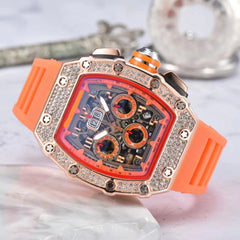 ORVYLEX - Rhinestone Tonneau Watch for Distinctive Men's Style