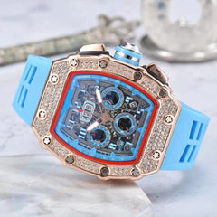 ORVYLEX - Rhinestone Tonneau Watch for Distinctive Men's Style