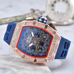 ORVYLEX - Rhinestone Tonneau Watch for Distinctive Men's Style
