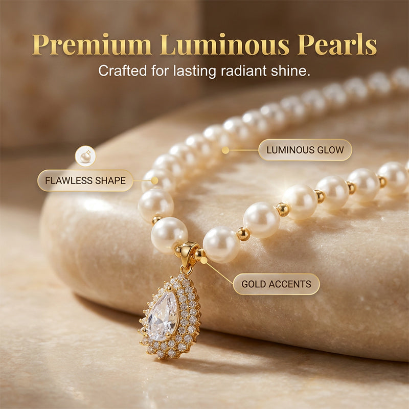 LUSTREBELLE - Faux Pearl Necklace for Timeless Everyday Elegance