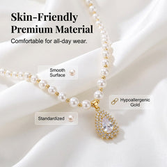 LUSTREBELLE - Faux Pearl Necklace for Timeless Everyday Elegance