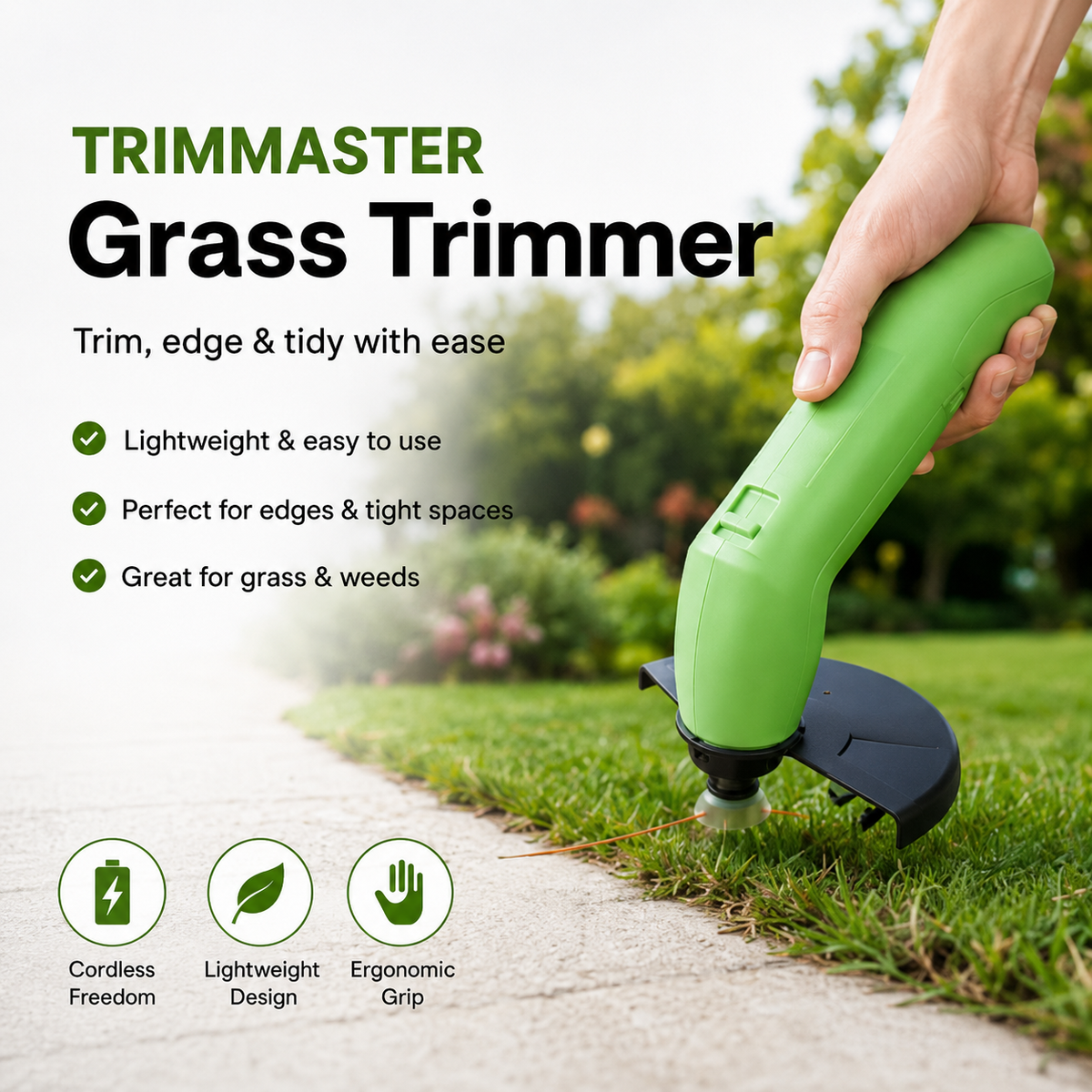 TRIMMASTER - Cordless Mini Grass Trimmer for Precise Lawn Edging